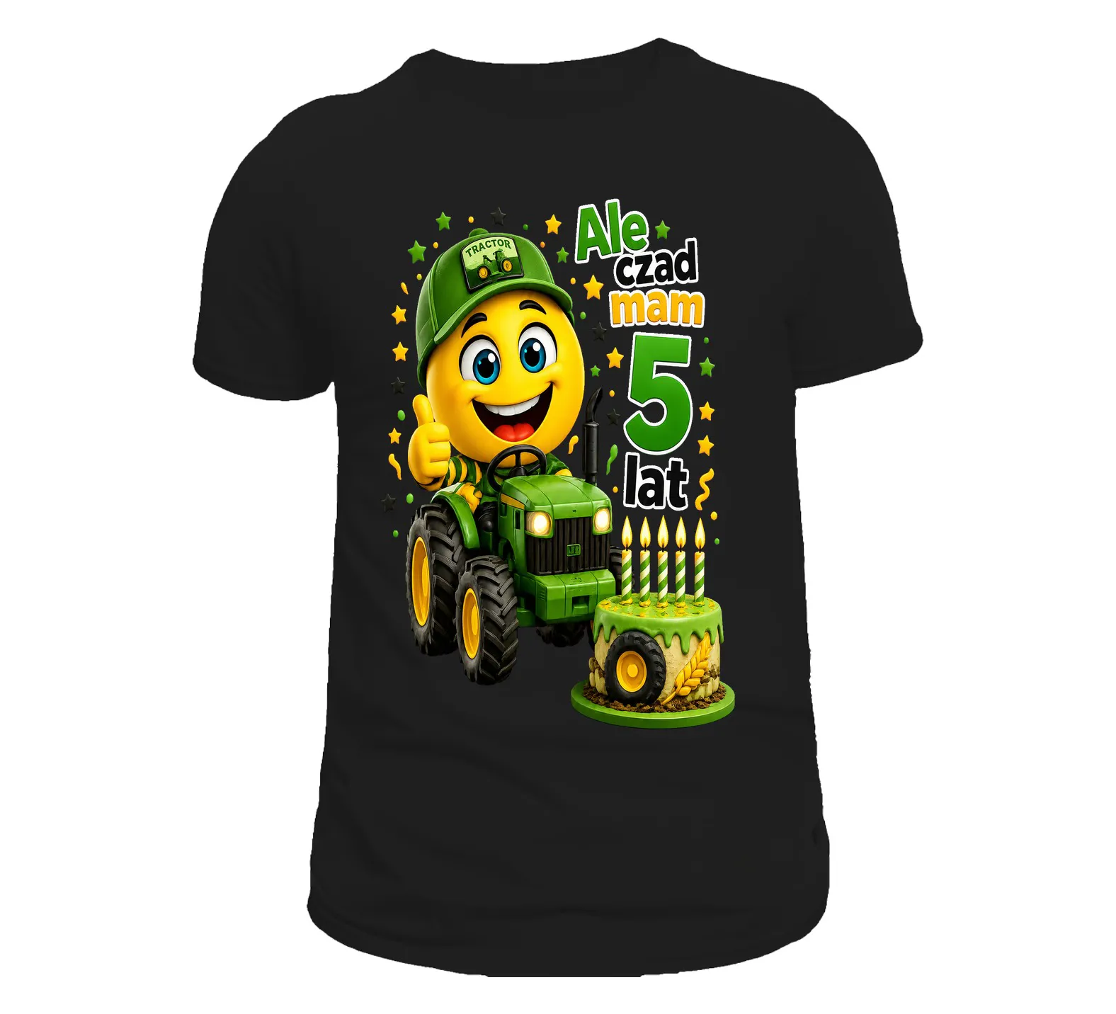 T-Shirt Czarny Ale czad mam 5 lat Traktor