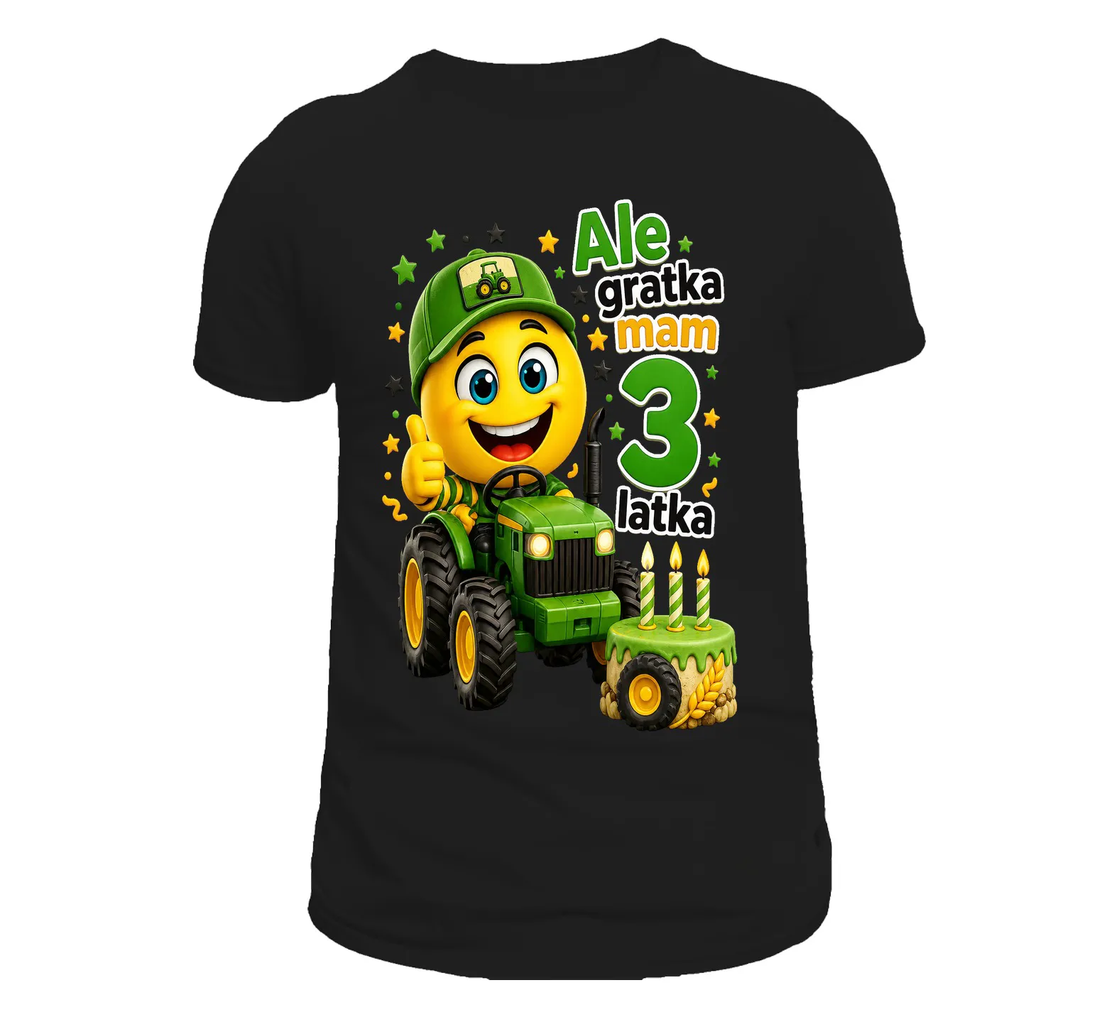 T-Shirt Czarny Ale gratka mam 3 latka Traktor