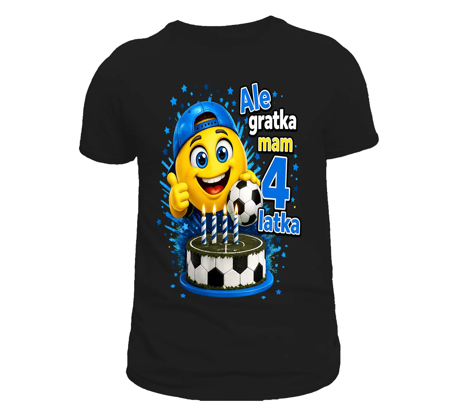 T-Shirt Czarny Ale gratka mam 4 latka Piłkarz