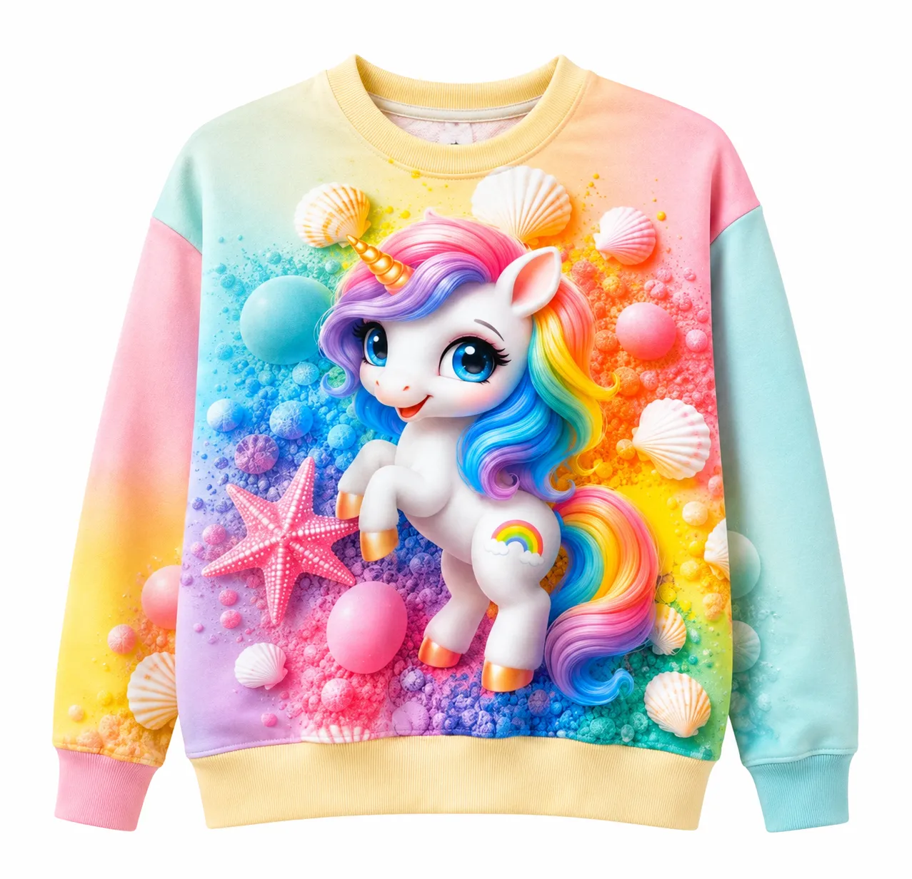 Bluza welurowa (szyta na zamówienie) Tęczowy jednorożec