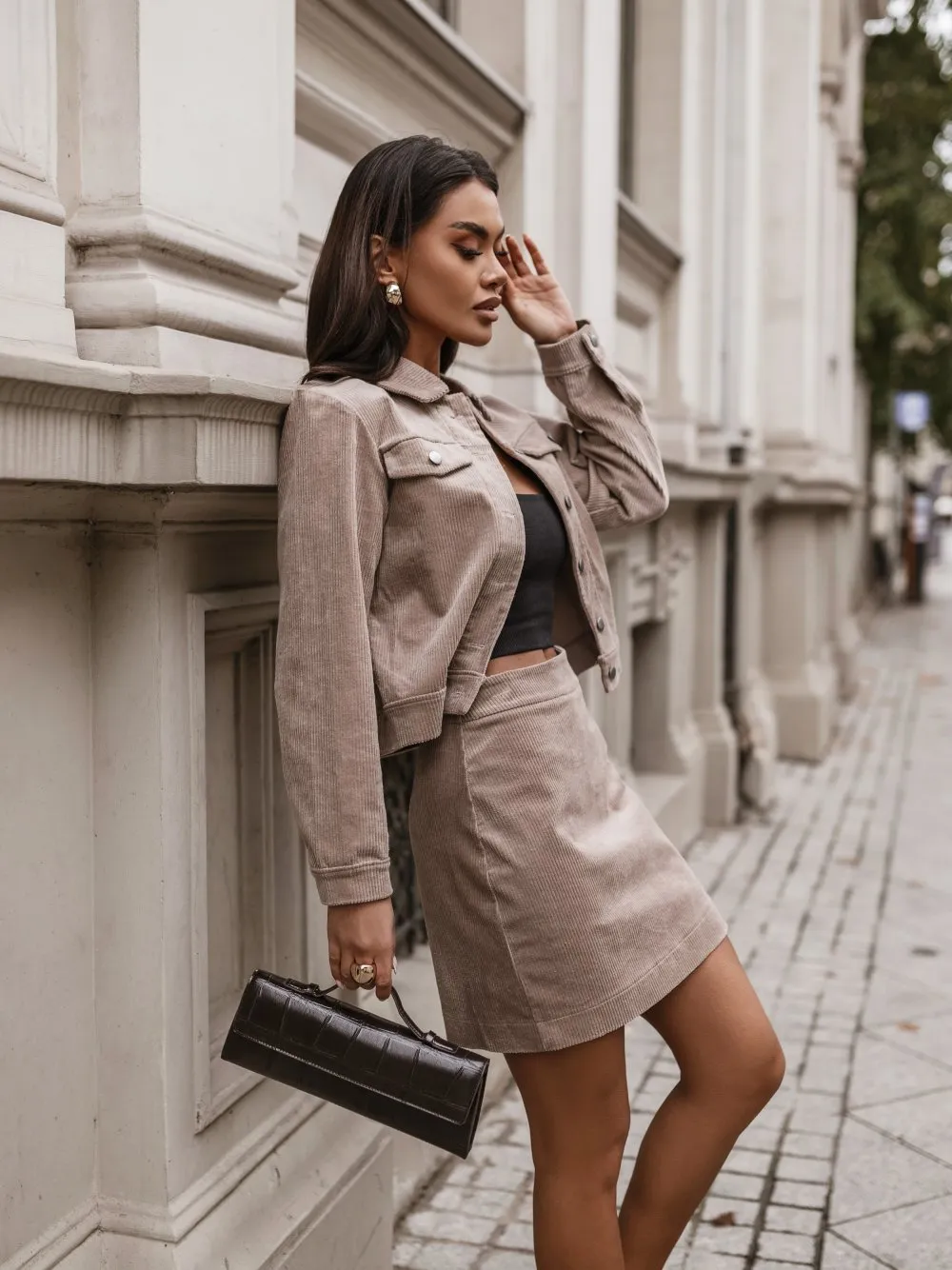 Beżowy sztruksowy komplet IVON Rubi