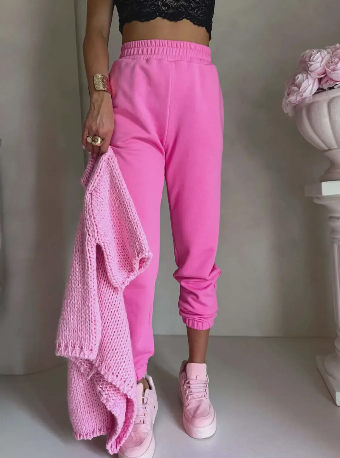 Spodnie By Me Classic cukierkowy róż