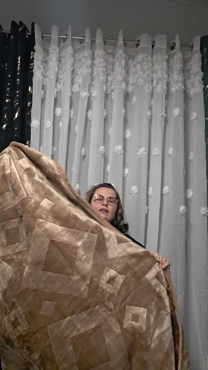 Koc akrylowy jasny brąz w romby 160x210cm