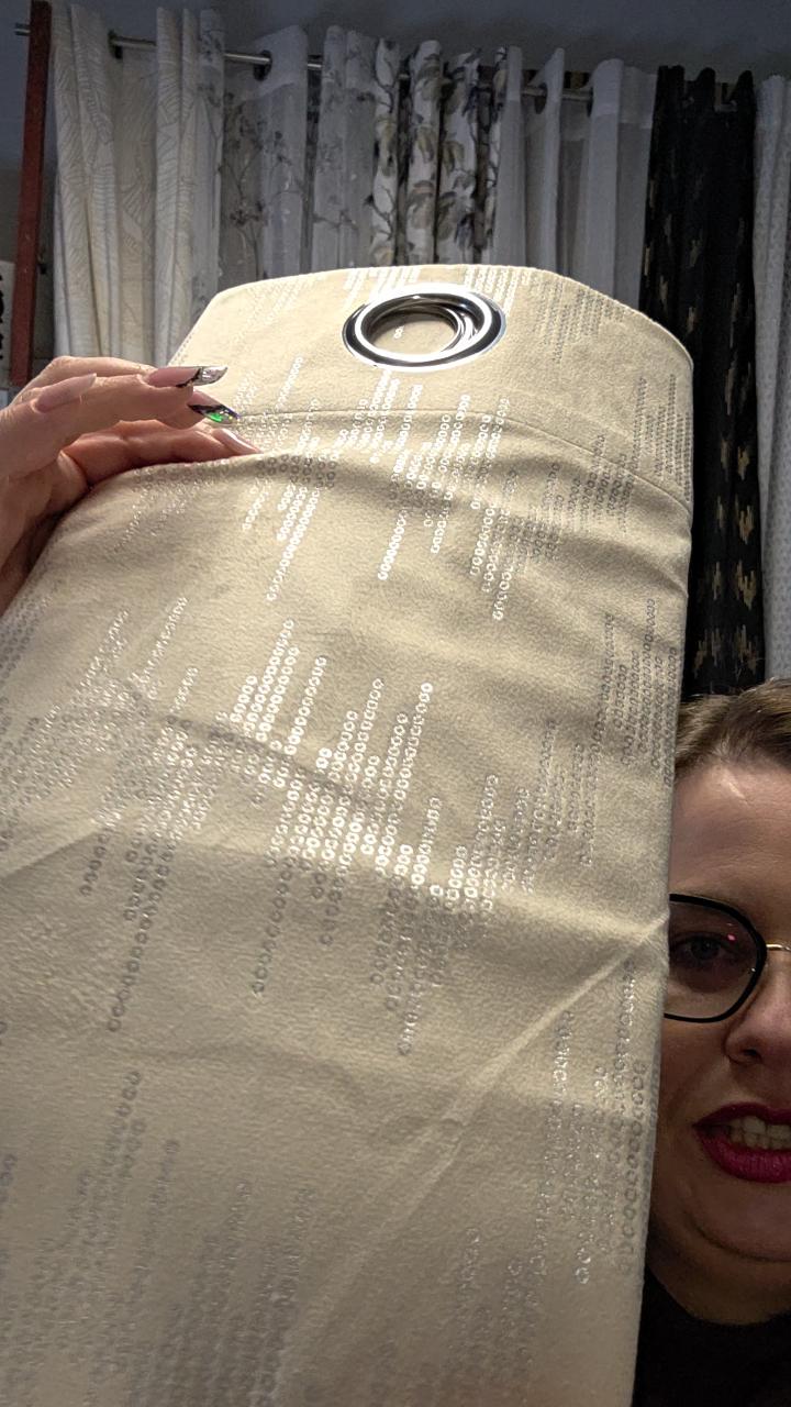 Komplet zasłon 2x 140x250cm krem ze sreberkiem