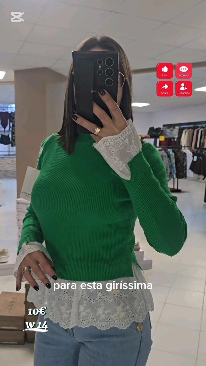 14 CAMISOLA VERDE C/BORDADO INGLES