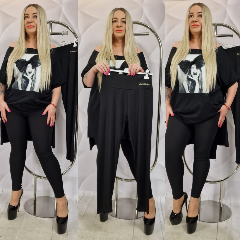 LEGINSY SIMPLELIFE PRĄŻKOWANE 1516 RB10 CZARNE %PROMOCJA DNIA