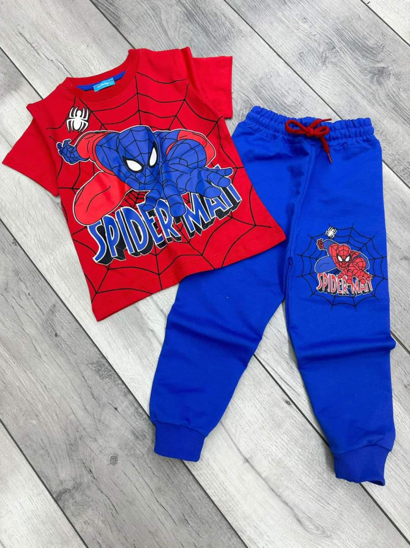  PROMOCJA Komplet Spiderman  Czerwona bluzka + niebieskie spodnie 