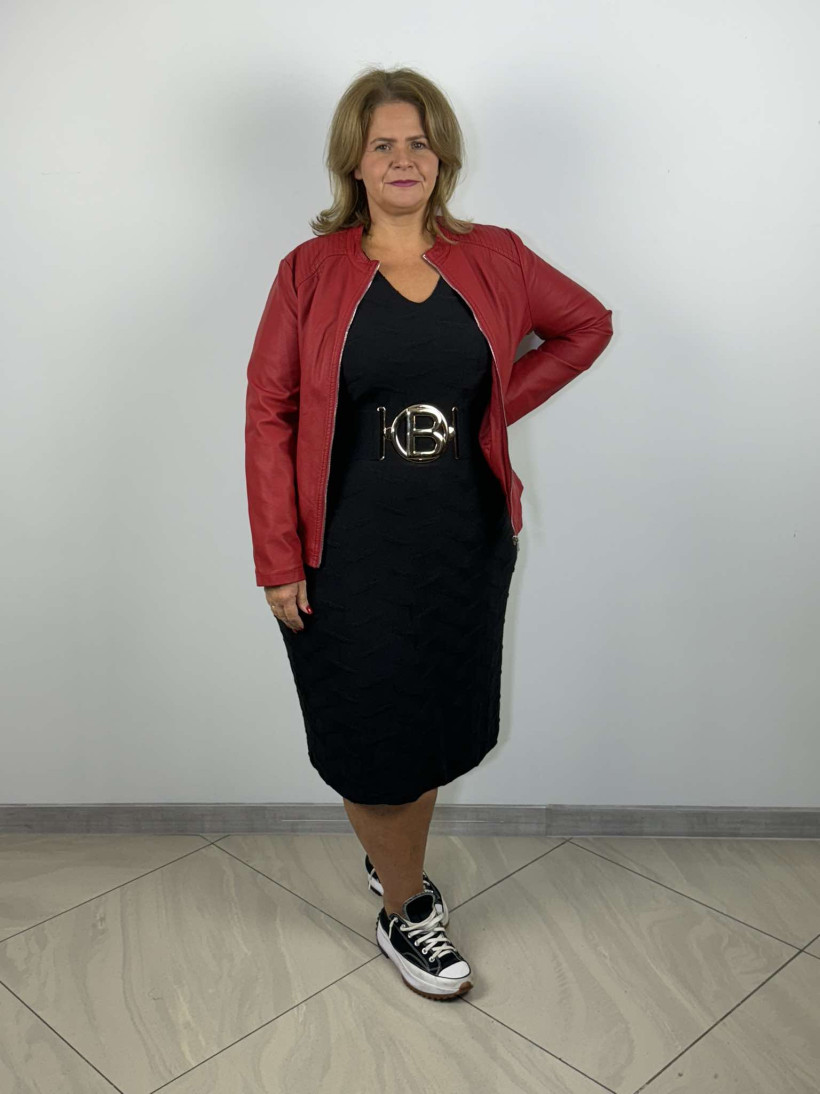 Kurtka jednokolorowa ecoskórka MissSofty 895-bordo 44