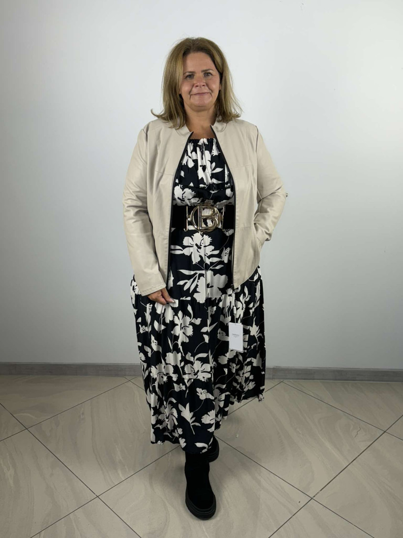 Kurtka jednokolorowa / ecoskórka stójka Garoff 029 -beż 6xl / promocja