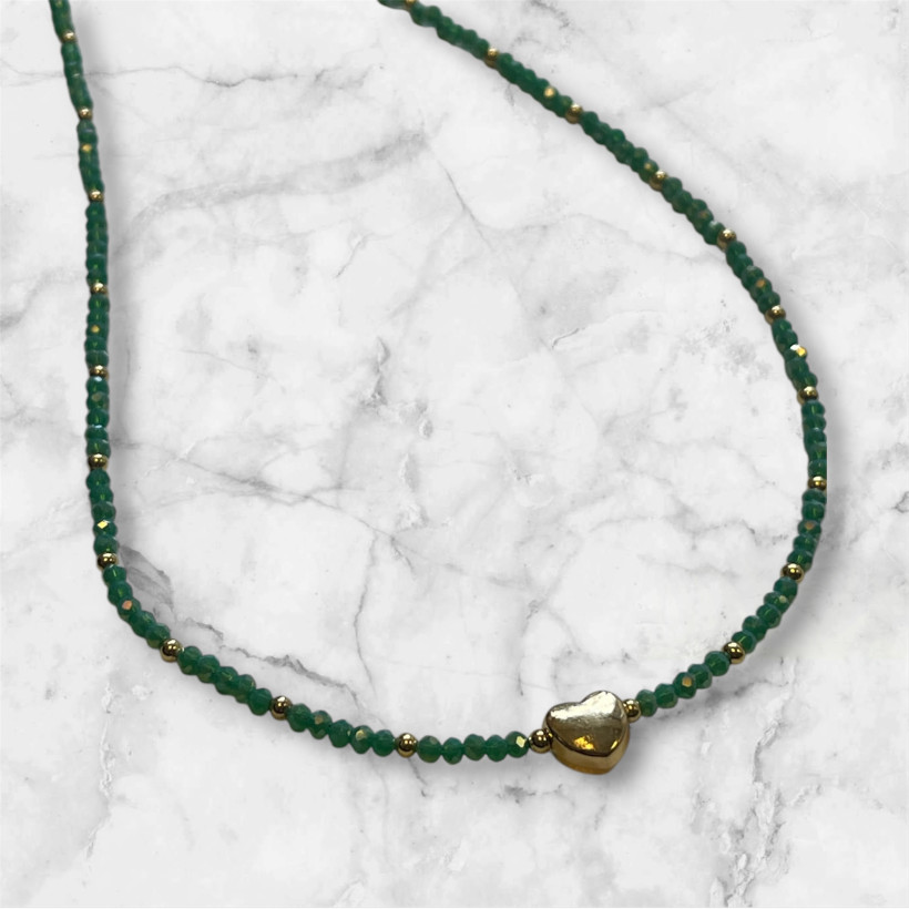 choker koraliki serduszko 2784 *zielony*