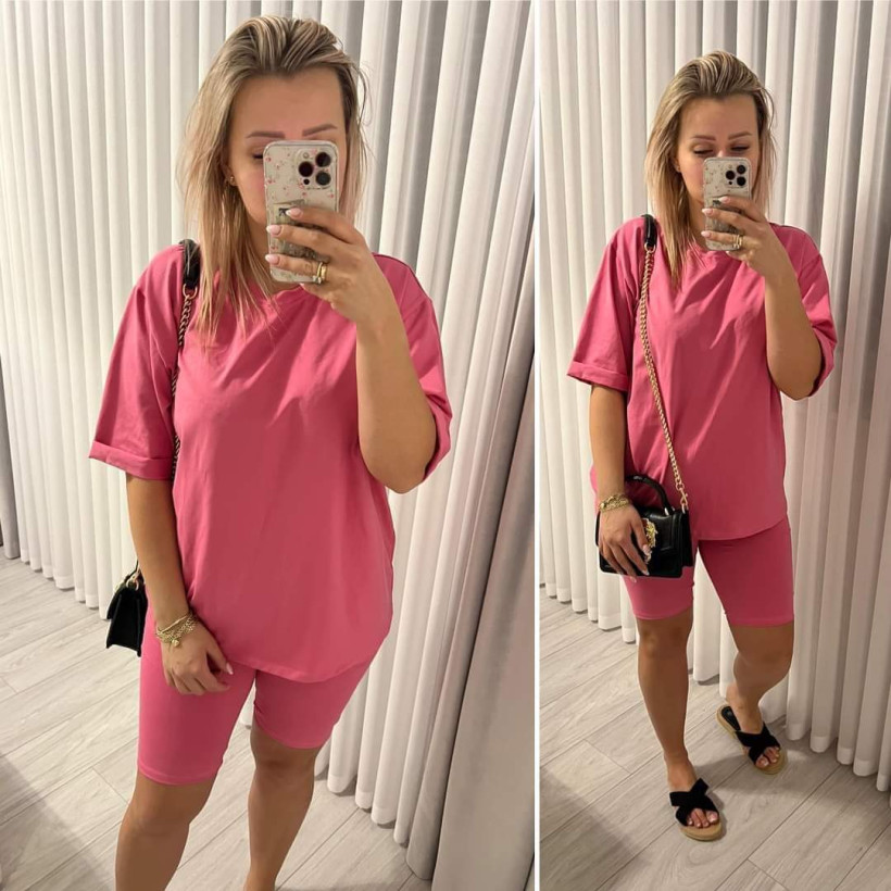 Komplet MAMA t-shirt + kolarki róż Haydi