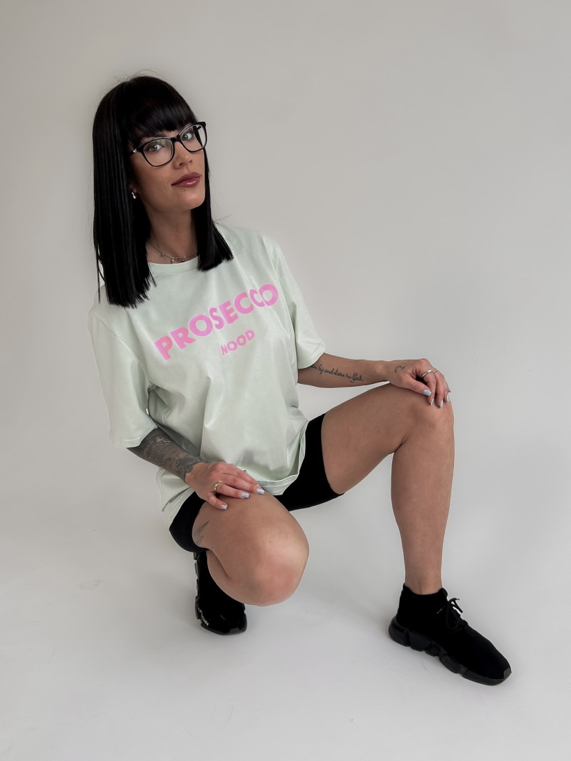 T-shirt Prosecco mood beż/ róż