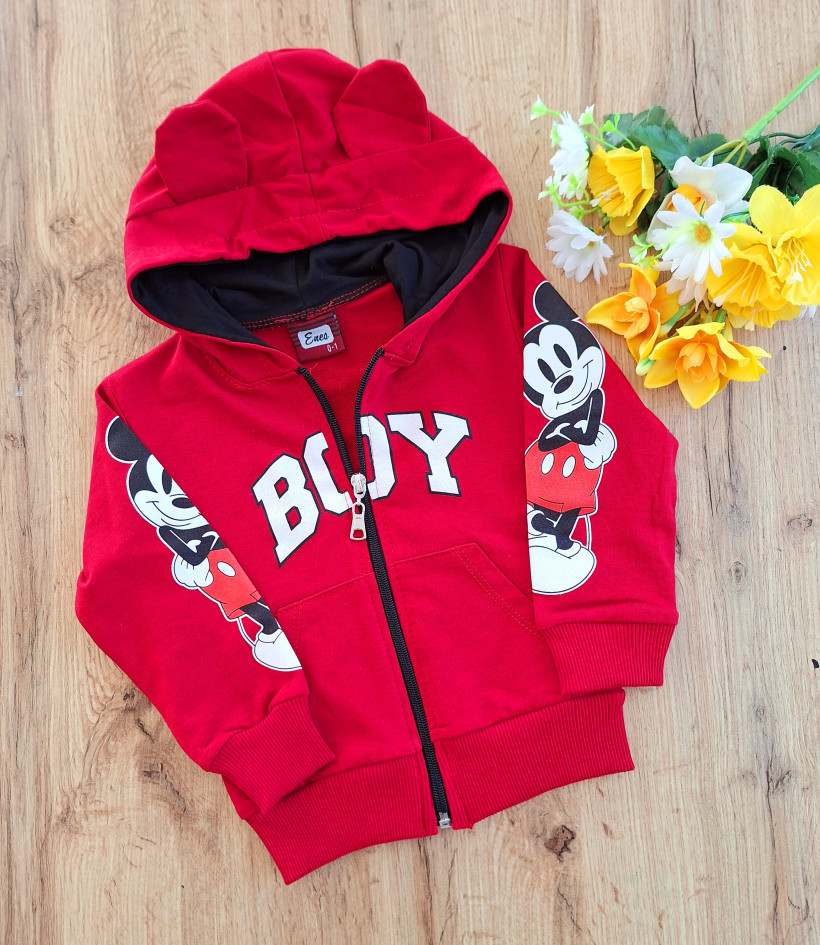 Bluza czerwona Myszka Mickey rozpinana z kapturem