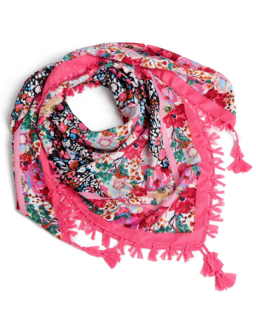 Chusta damska szal apaszka z frędzlami - KORALOWA - M501