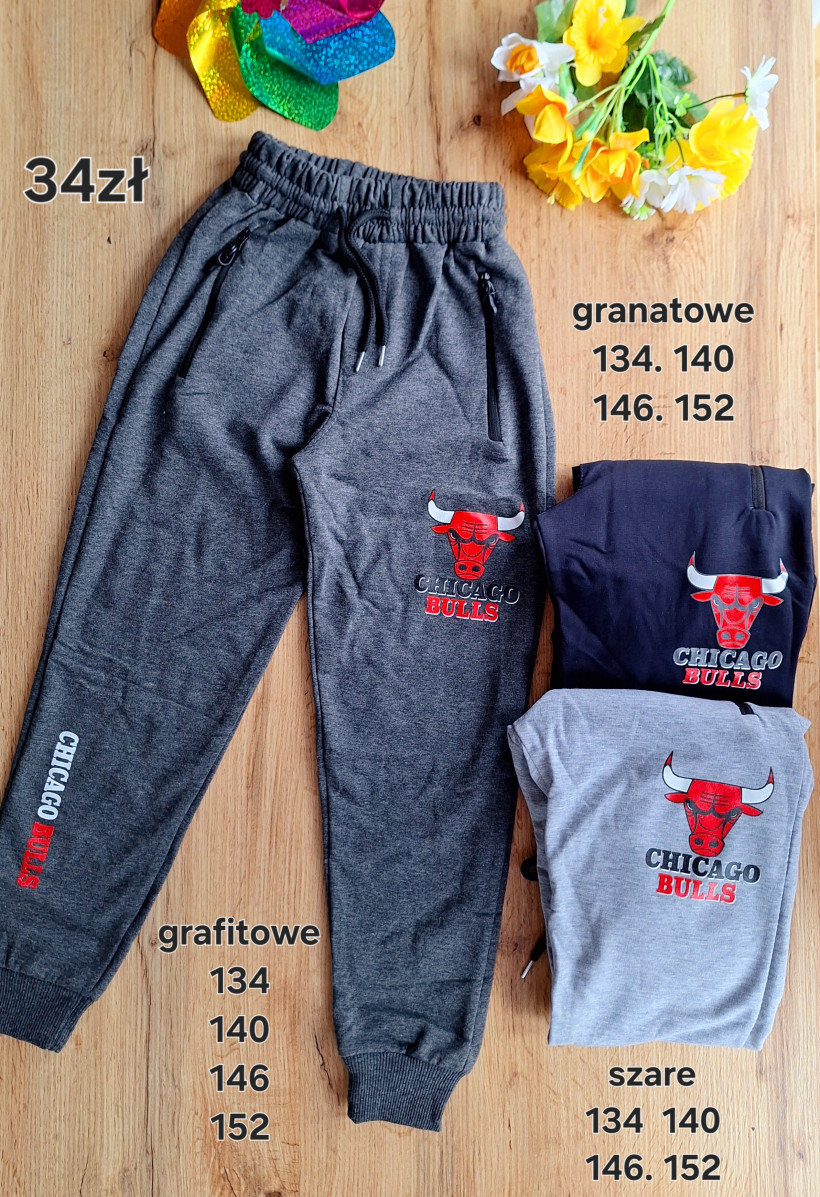 Spodnie dresowe szare granatowe i grafitowe Chicago bulls