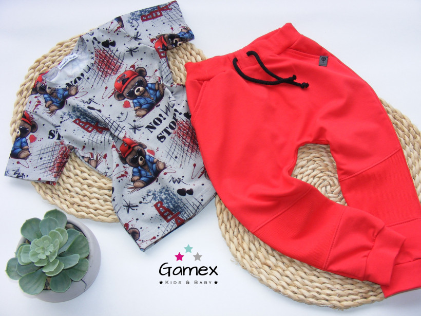 Komplet Bluzka+spodnie czerwone Gamex
