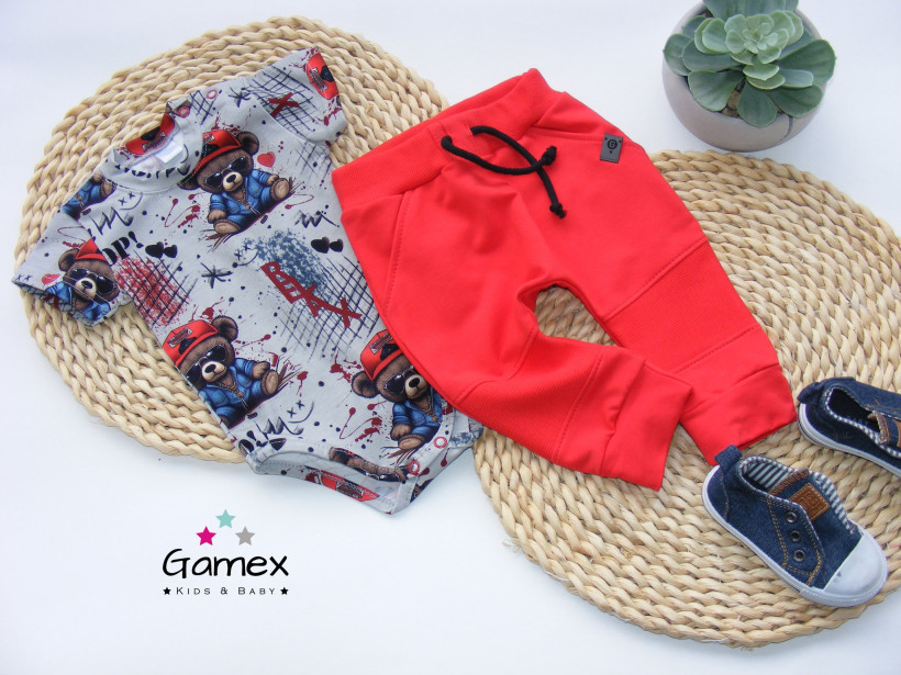 Komplet Body+spodnie czerwone Gamex