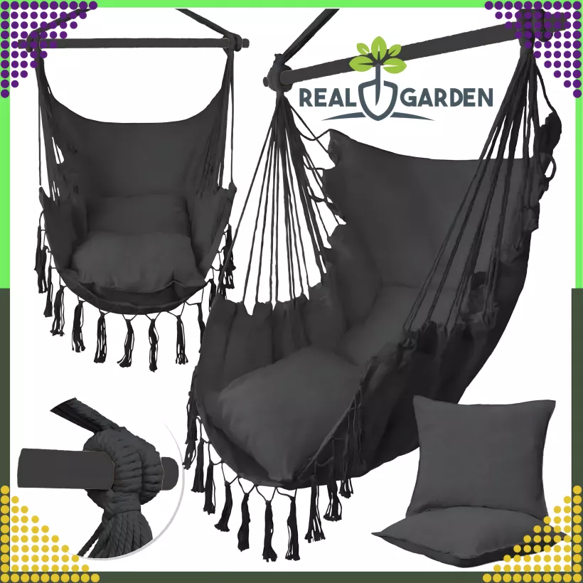 Fotel Wiszący Hamak Brazylijski Ogrodowy Huśtawka Krzesło z Poduszkami