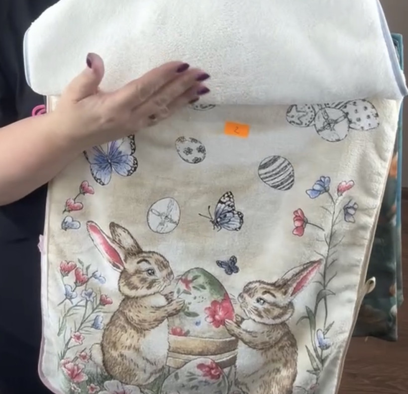 Ręcznik kuchenny 40/60  świąteczny print, wielkanoc - dwa zające - 14026 - 2