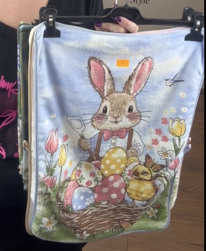 Ręcznik kuchenny 40/60  świąteczny print, wielkanoc - zając z łopatą- 14026 - 3