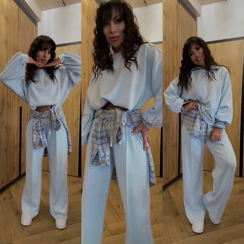 Komplet Dresowy Azara Original Prosta Nogawka Baby Blue