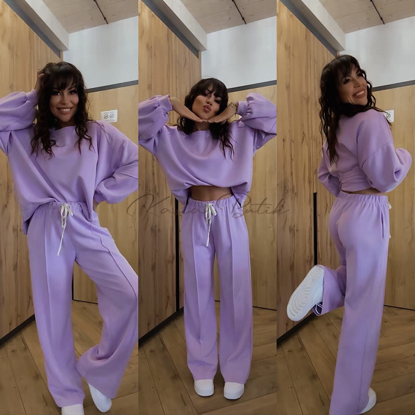 Komplet Dresowy Azara Original Prosta Nogawka Liliowy