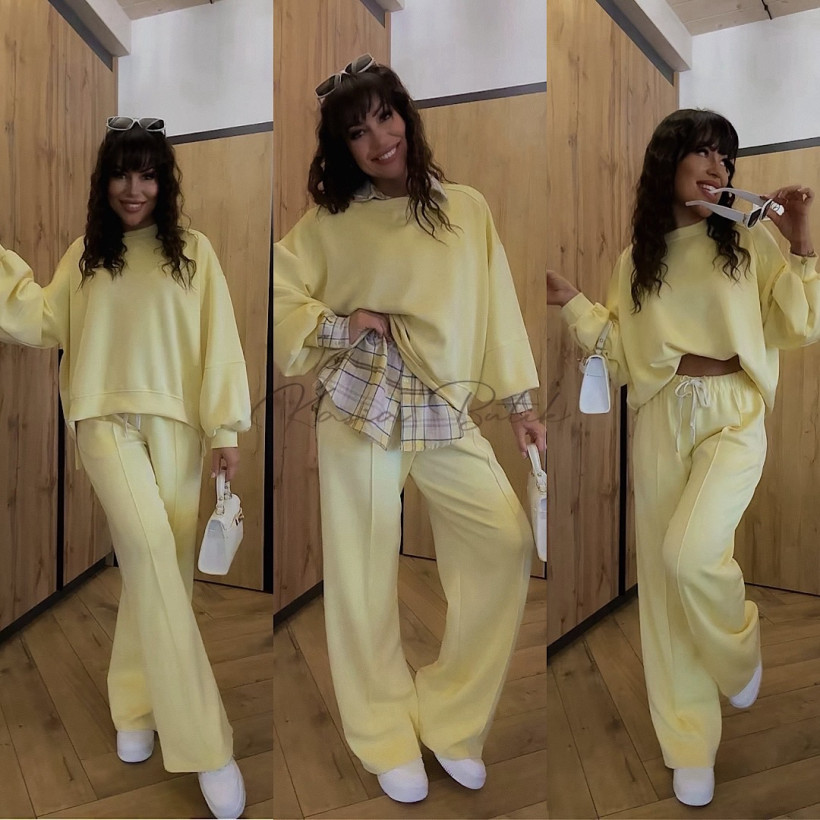 Komplet Dresowy Azara Original Prosta Prosta Nogawka Bananowy