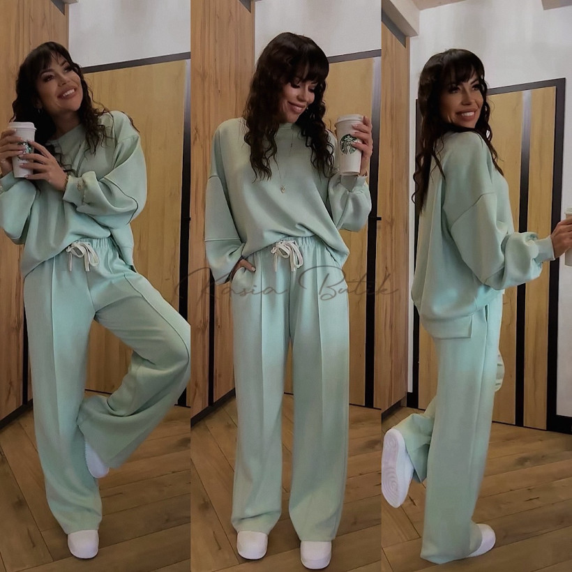 Komplet Dresowy Azara Original Prosta Nogawka Pastel Matcha
