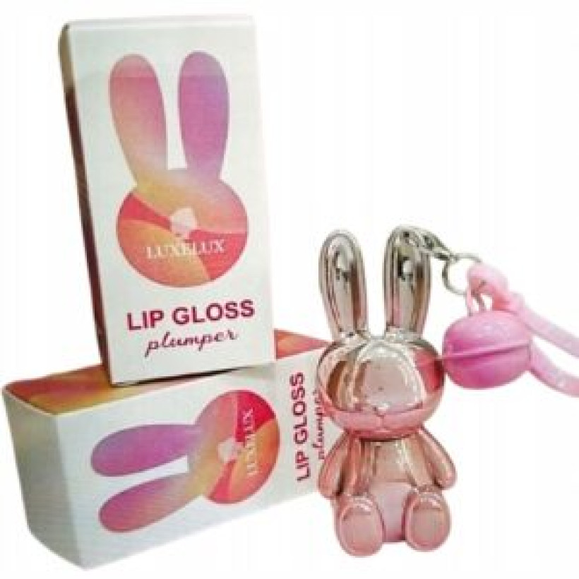 Powiększający błyszczyk do ust Luxelux w kształcie królika.