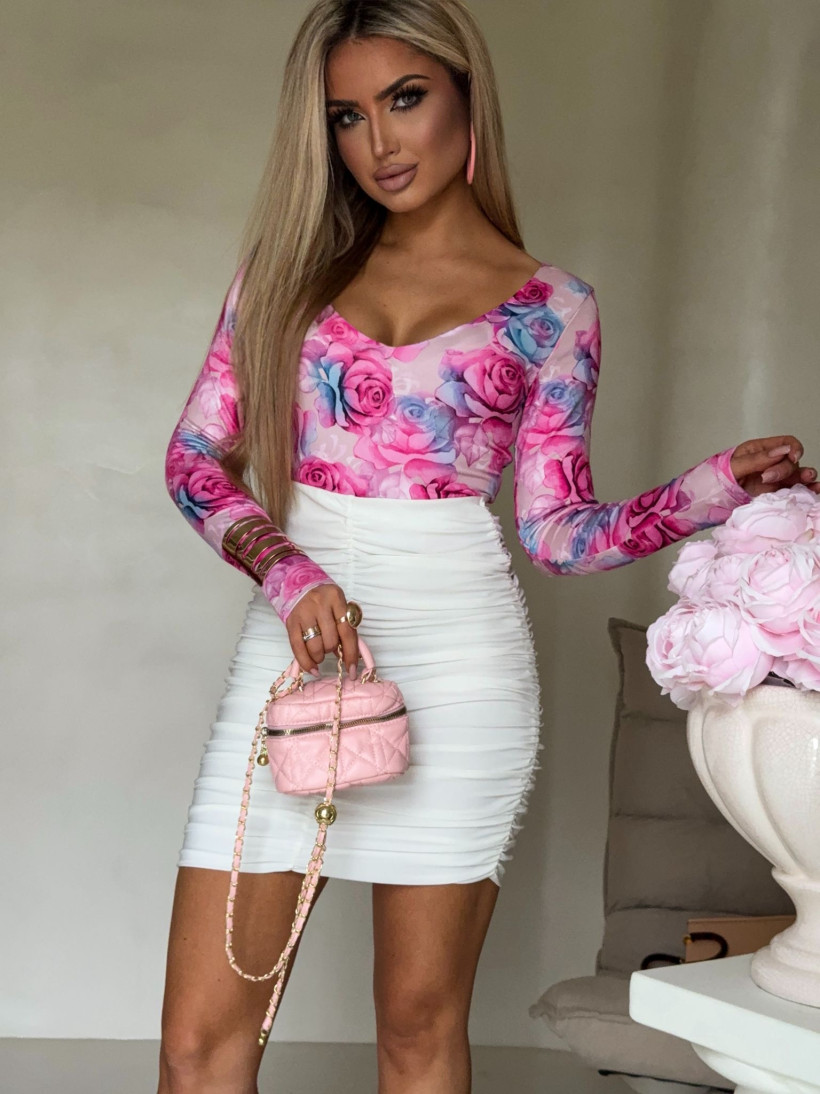 Bluzka By Me Venezia print rose – fuksja