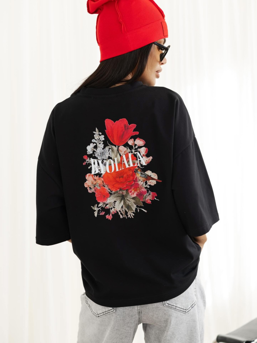By o la la..! t-shirt z kwiatowym tyłem