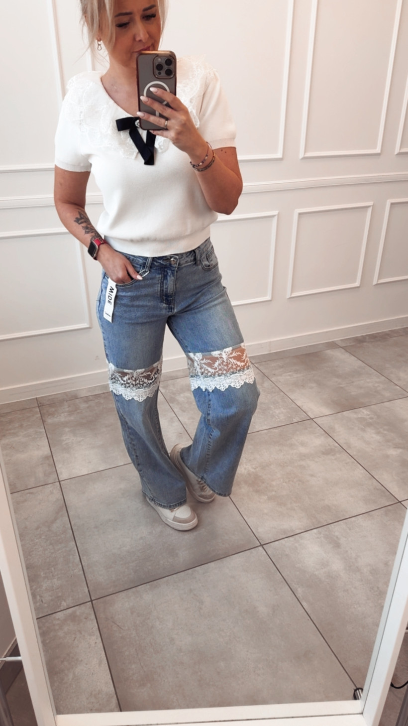 Spodni jeansowe koronka 14275