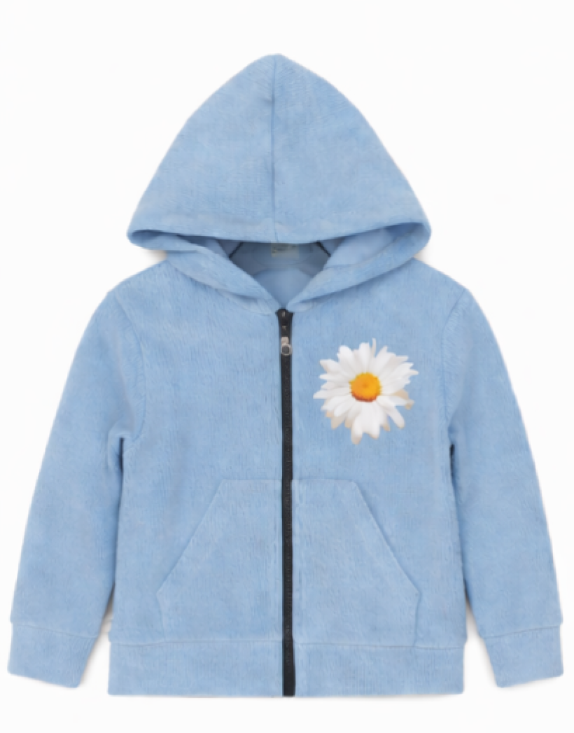 Z Bluza  na zamek R420-BŁĘKIT -kwiat biały