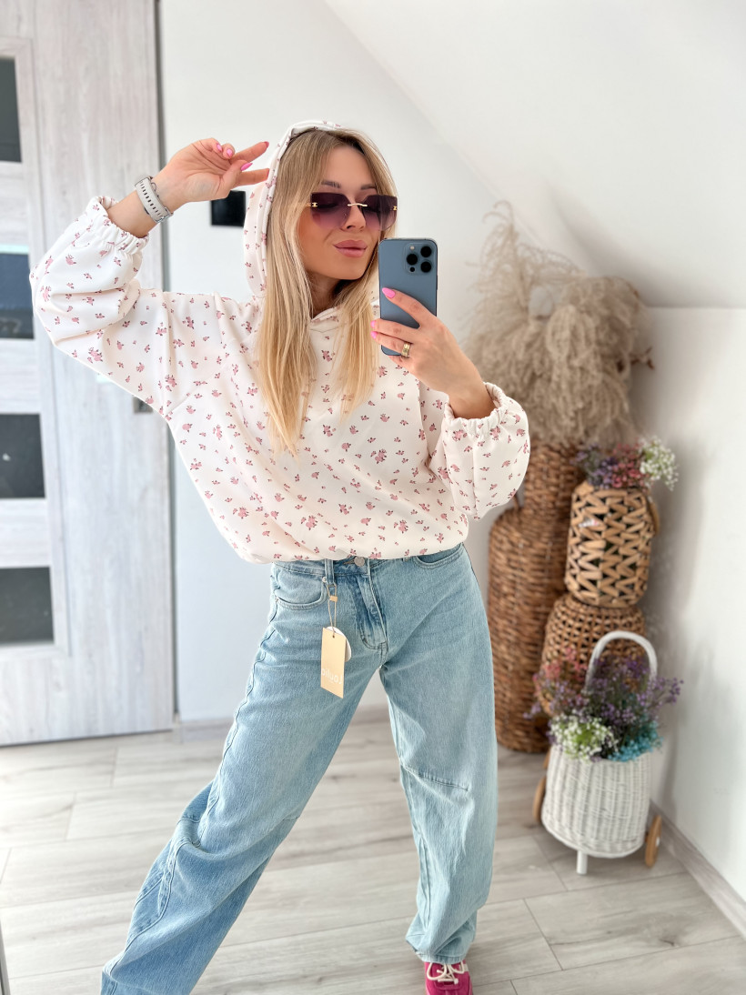 BLUZA MASEŁKO Kwiatki z kapturem