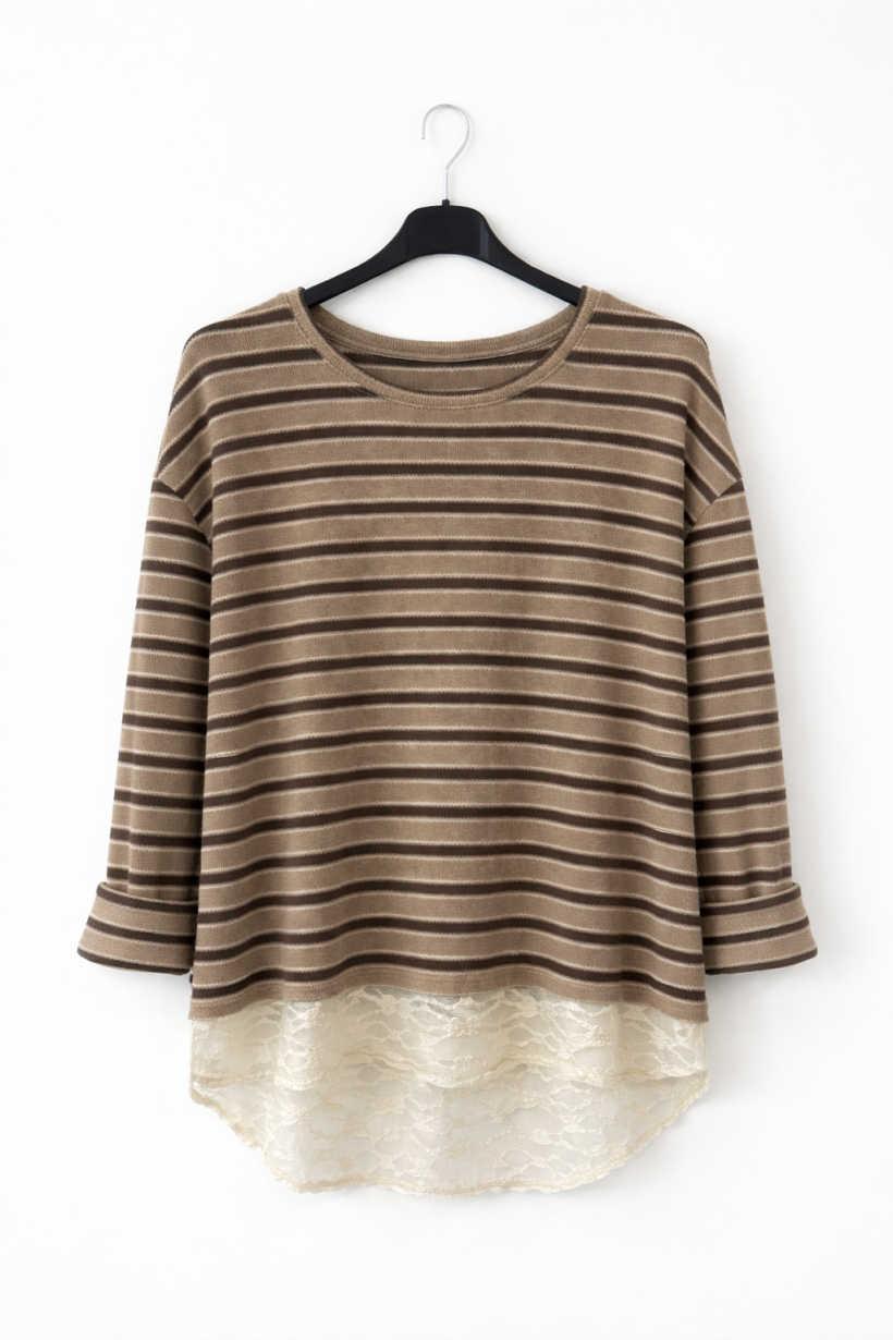 Sweter paski brąz  1935