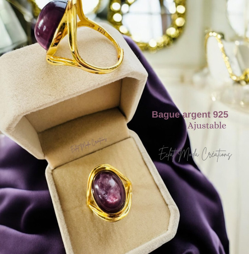 Bague lépidolite qualité +++