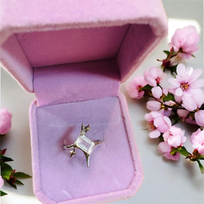 Bague argent 925 quartz rose