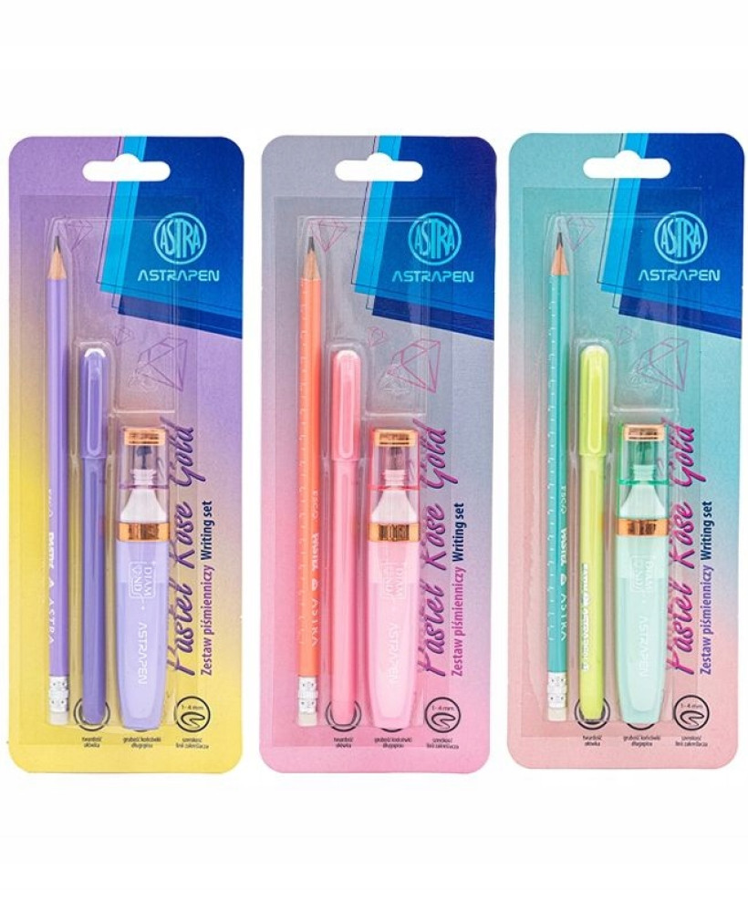 Zestaw piśmienniczy pastelowy Astrapen Rose Gold 3 elementy