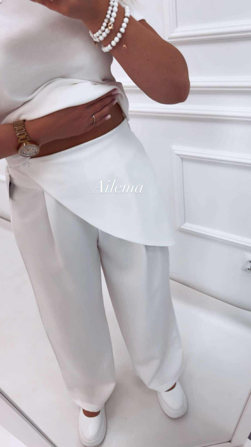 WYPRZEDAŻ Spodnie prosta nogawka SP95 z zakładką na guziczek