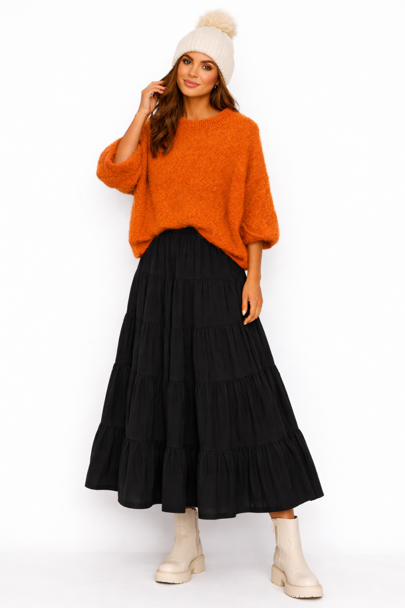 SWETER ANGORA DEKOLT OKRĄGŁY 