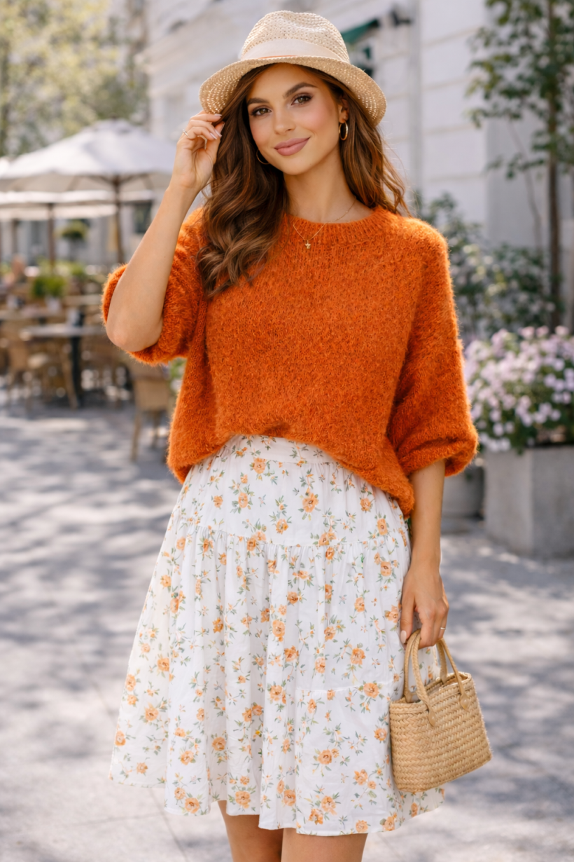 SWETER ANGORA DEKOLT OKRĄGŁY