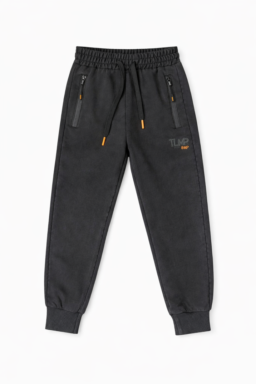 Spodnie dekatyzowane dres pomarańczowe wstawki WY-873- CZARNY