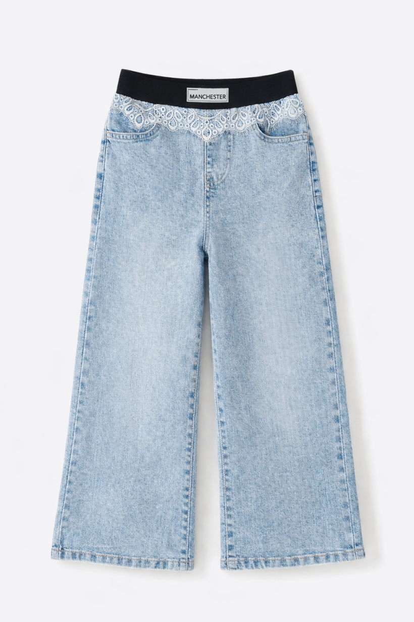 Spodnie jeans KORONKA NA PASIE  LL-914