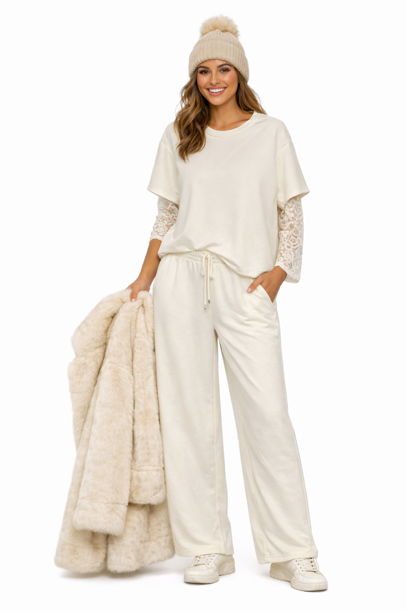 KOMPLET KORONKA RĘKAW GŁADKI