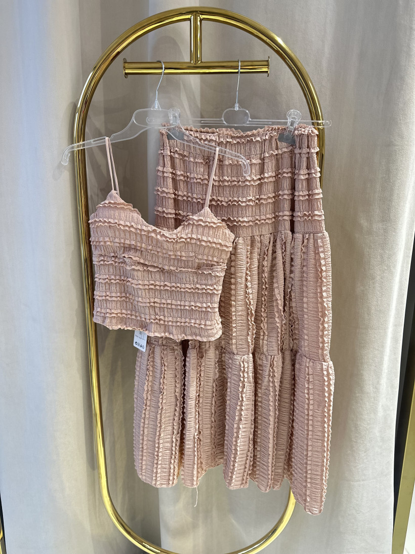 EL KOMPLET SPÓDNICA Z TOPEM FALBANKA RÓŻ