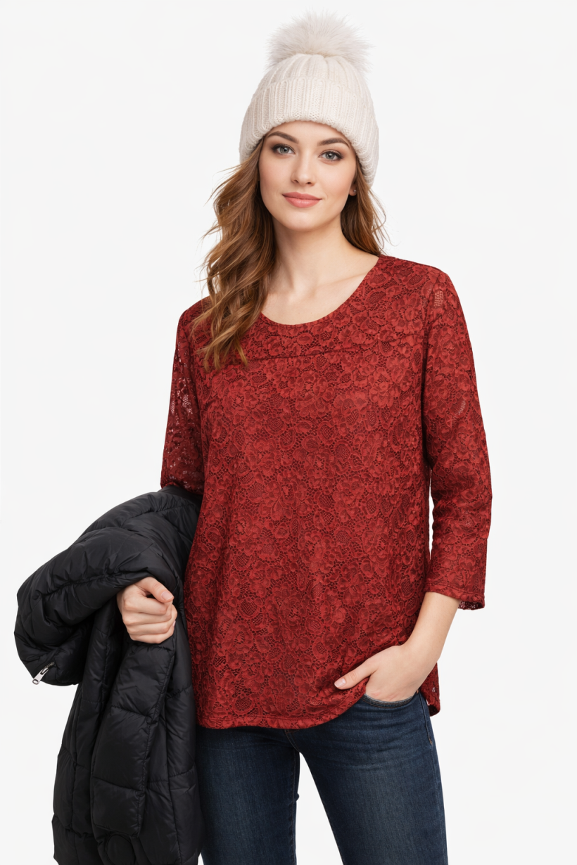 BLUZKA KORONKA ŁÓDKA DEKOLT