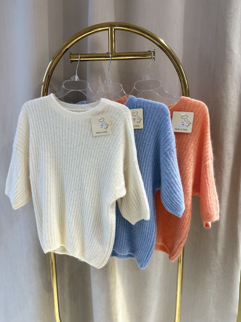 ITALY SWETEREK KRÓTKI RĘKAW  ALPAKA