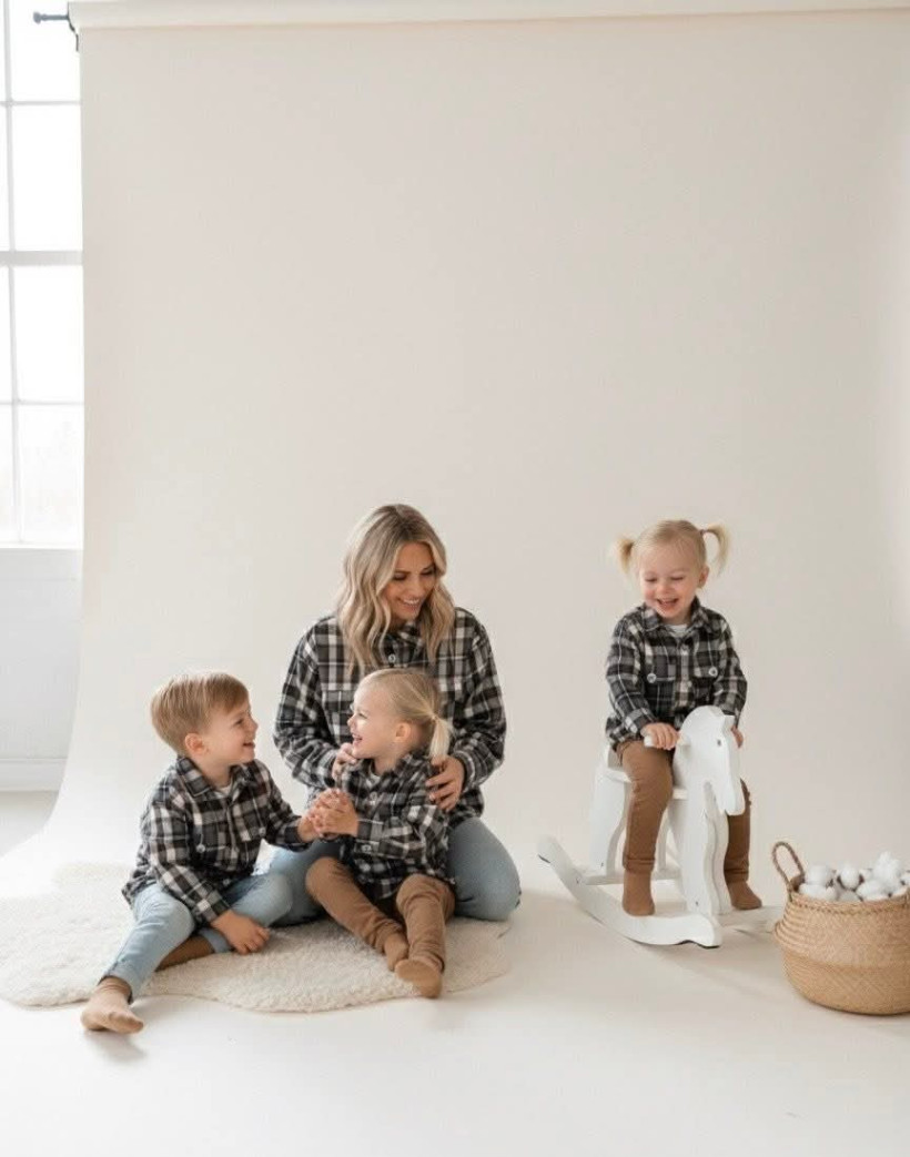 KOSZULA MAMA  CZEKOLADOWO-SZARA ZE ŚMIETANKĄ  FLANELA BAWEŁNIANA KAYA