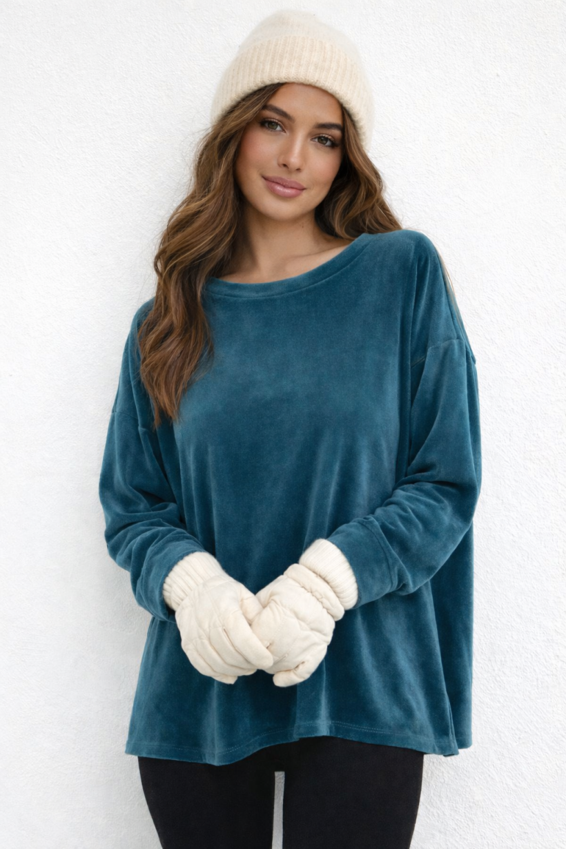 BLUZA WELUROWA GŁADKA