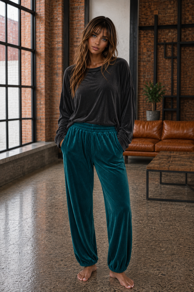 BLUZA WELUROWA GŁADKA